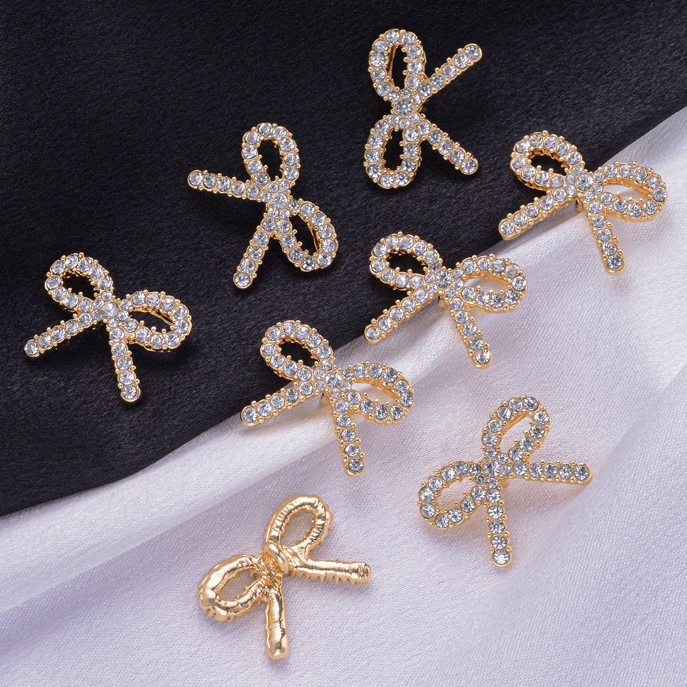 Wholesale  10pcs Metal cufflinks with zircon-encrusted bow tie design