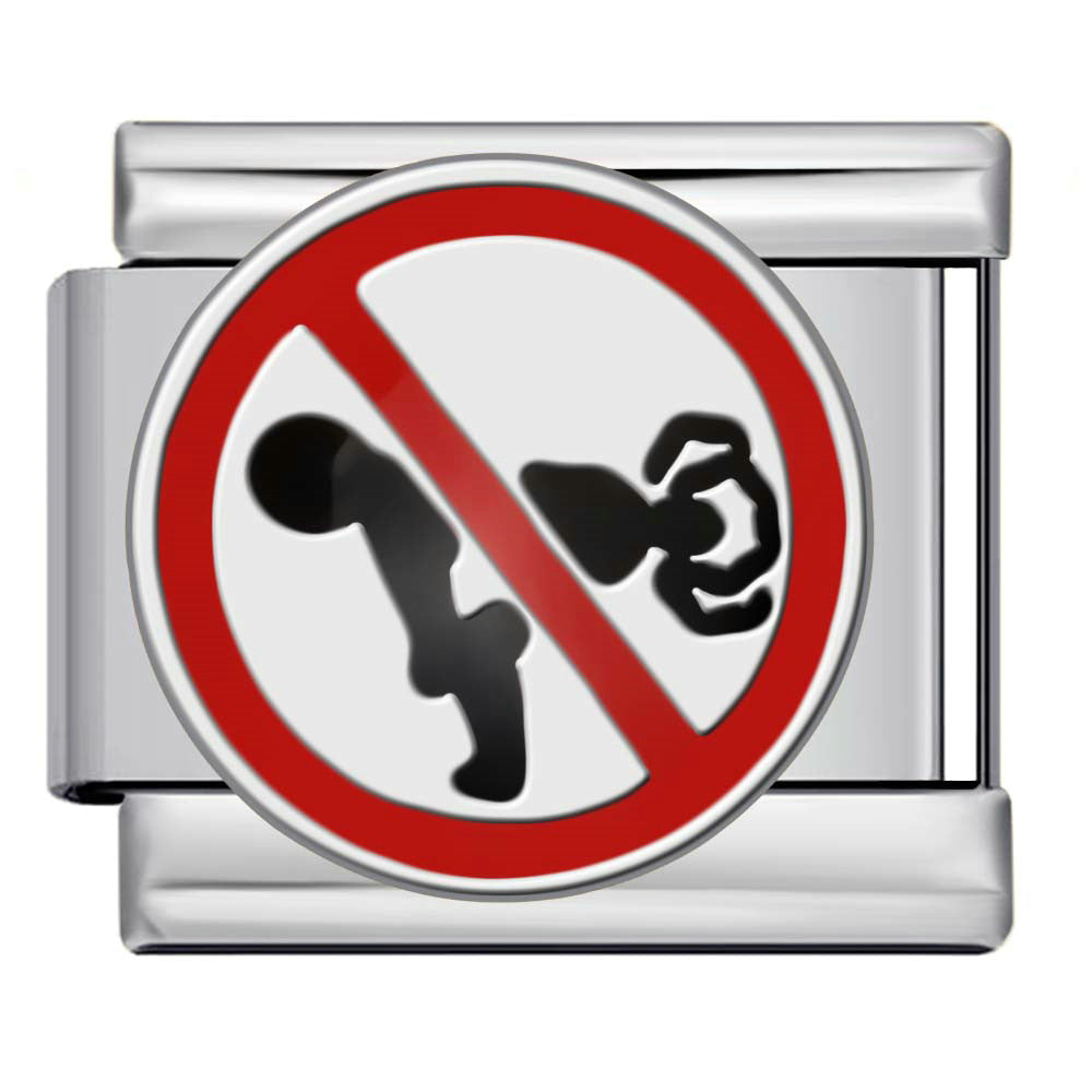 Wholesale 9mm Italian Charm Starter Bracelets DIY Prohibition Sign Stainless Steel Composable Bracelet