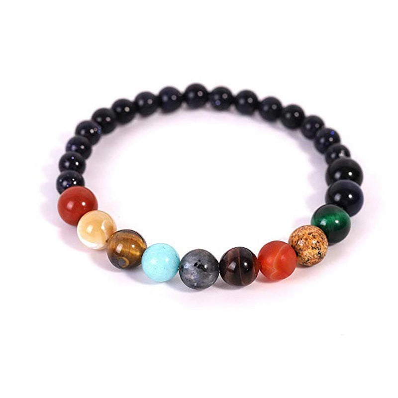 Wholesale Creative Eight Planets Bracelet Mixed Material Handmade Unisex Fashion Accessory Gift