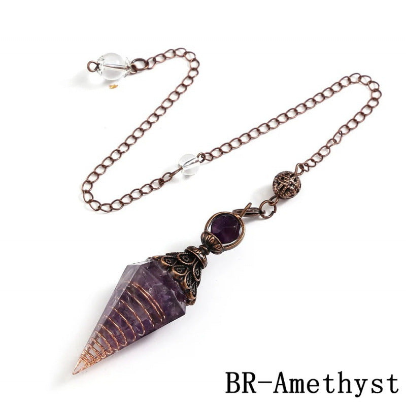 Wholesale Amethyst Crystal Hexagon Pendant Ancient Silver for DIY Jewelry Making Decorative Gift