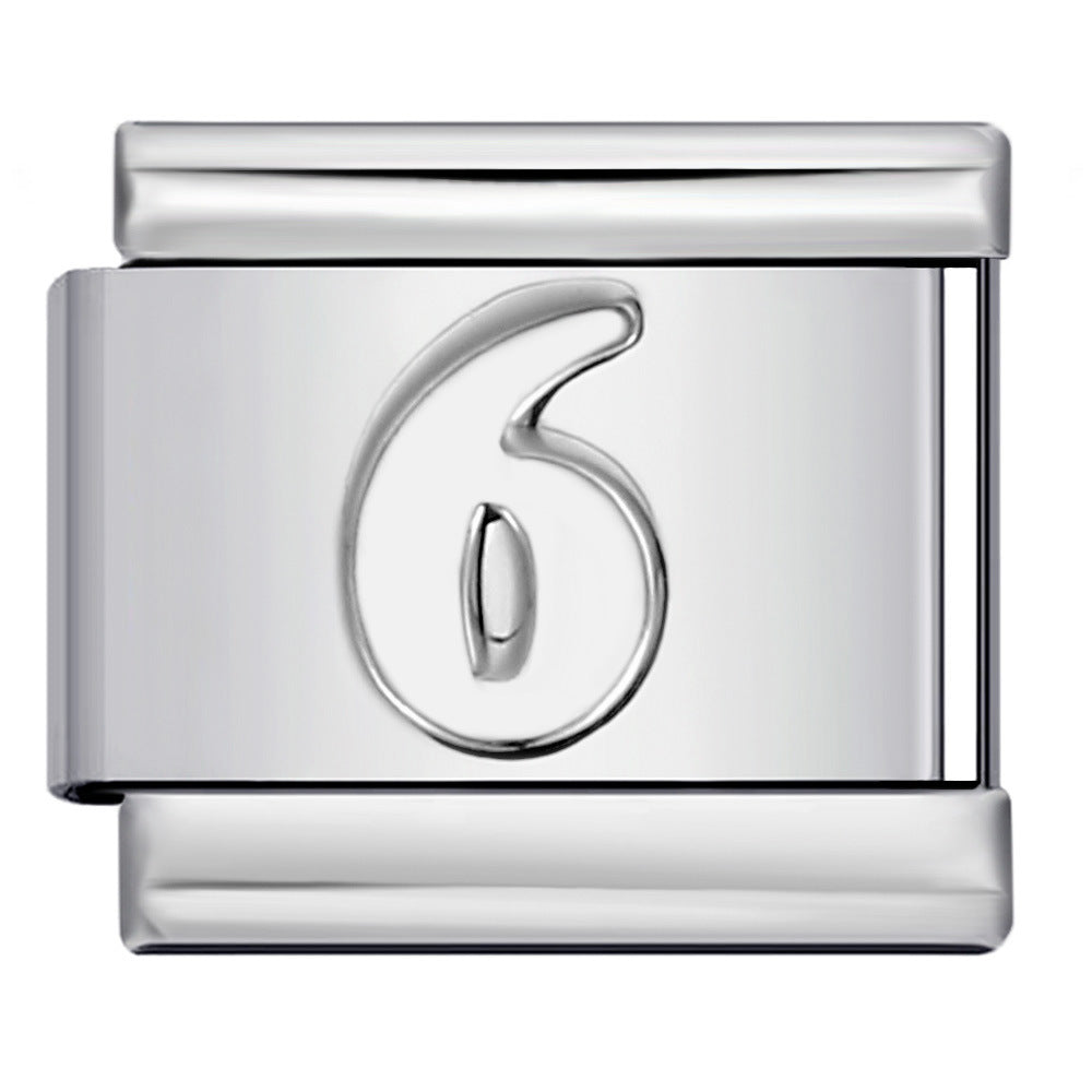 Wholesale Italian Charm Bracelet 9mm DIY Splicing Removable Arabic Numerals Stainless Steel Composable Bracelet