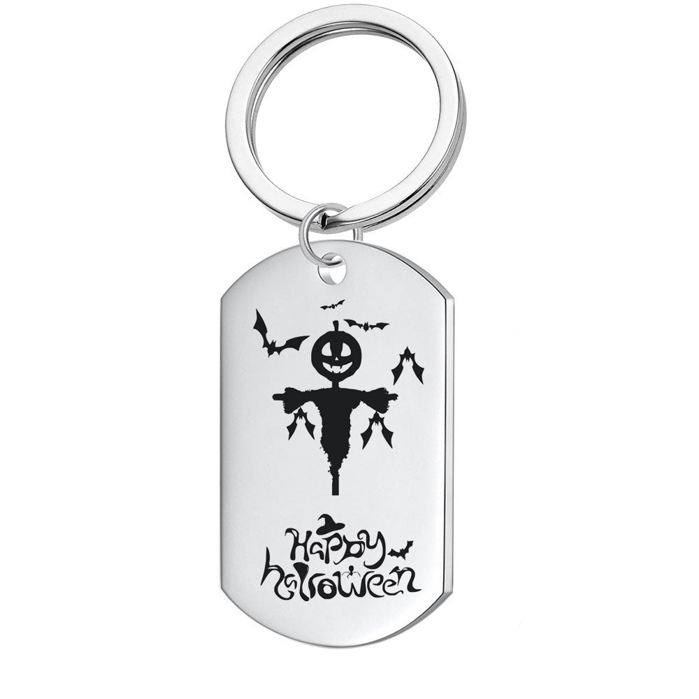 Wholesale Multi Style   Cat Dog Tag Keychain Stainless Steel Skull Engraved Keyring