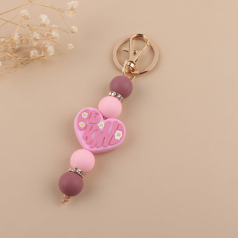 Wholesale Love Silicone Handmade Beaded Keychain ACC-KC-GuangTian010