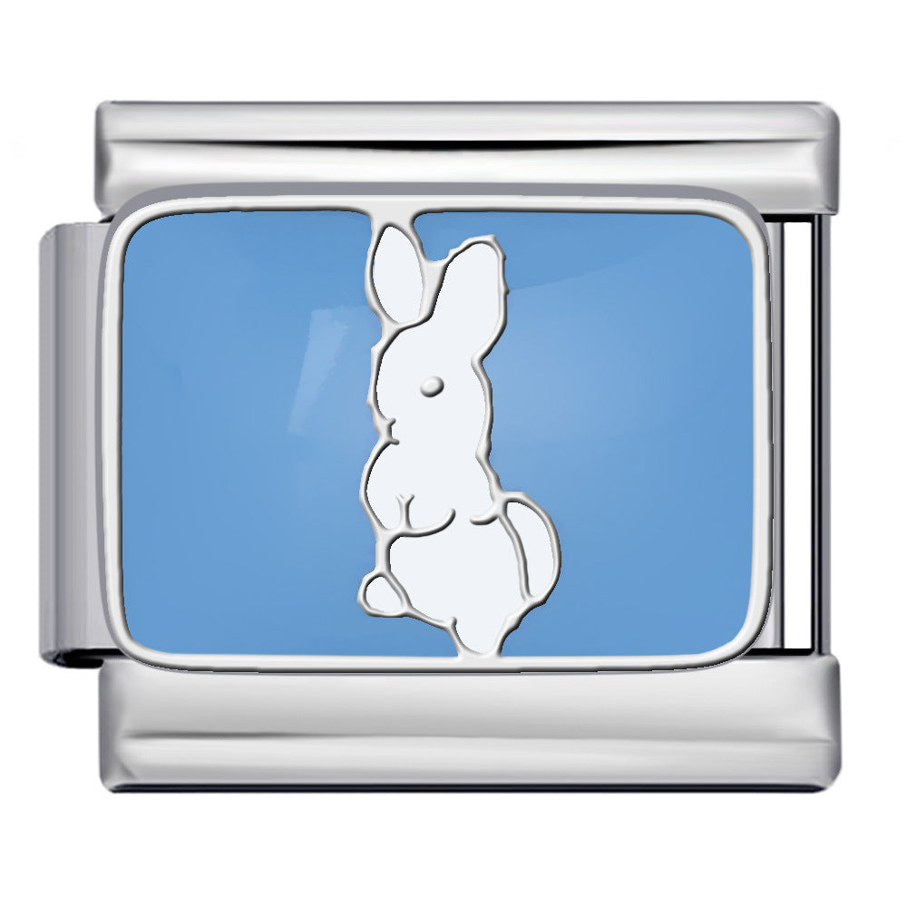 Wholesale Italian DIY  modular Charms Titanium steel oil drip welding pattern strap Charms