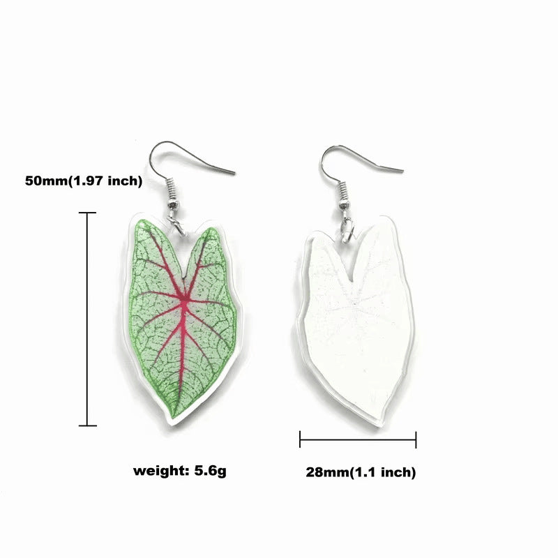 Wholesale Exaggerated Acrylic Love Green Powder Leaf Turtle Leaf  Earrings