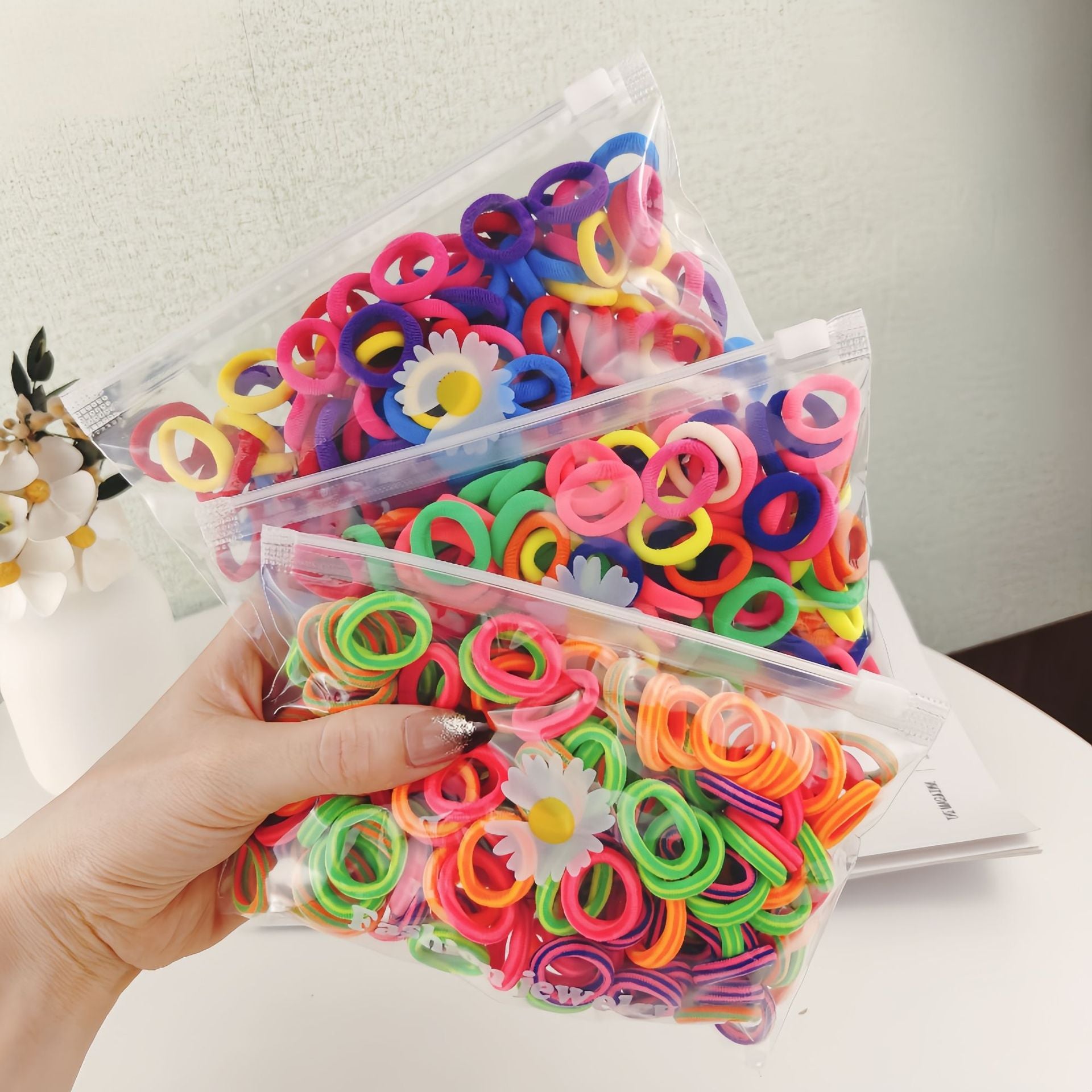 Wholesale 100pcs Children's Hair Tie Rubber Band Towel Ring Small Hair Scrunchies  ACC-HS-Mengz003