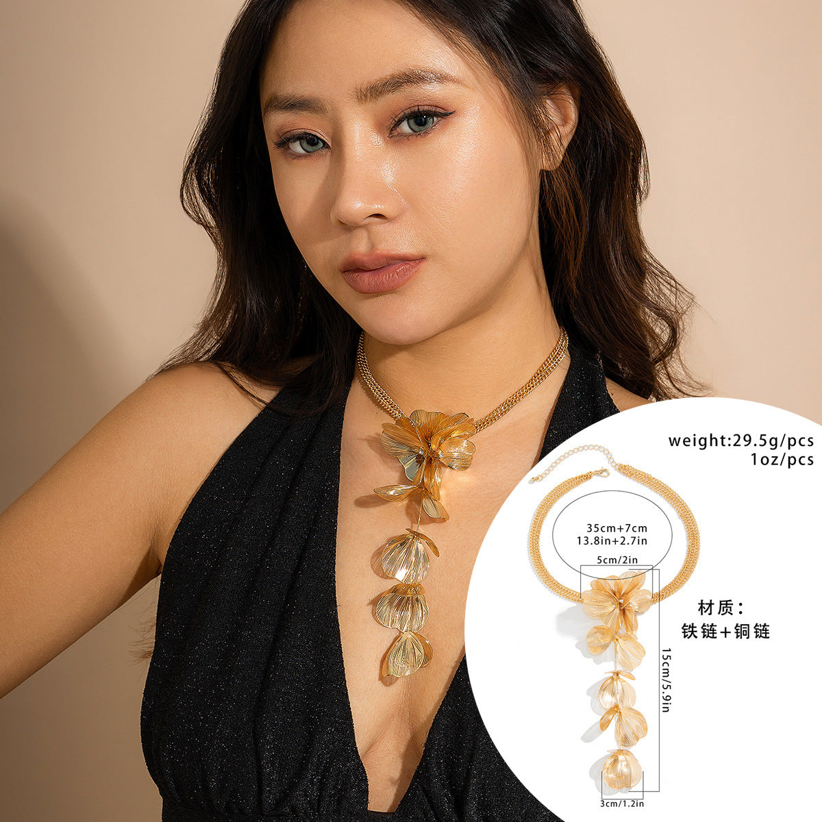 Wholesale ginkgo leaf tassel necklace