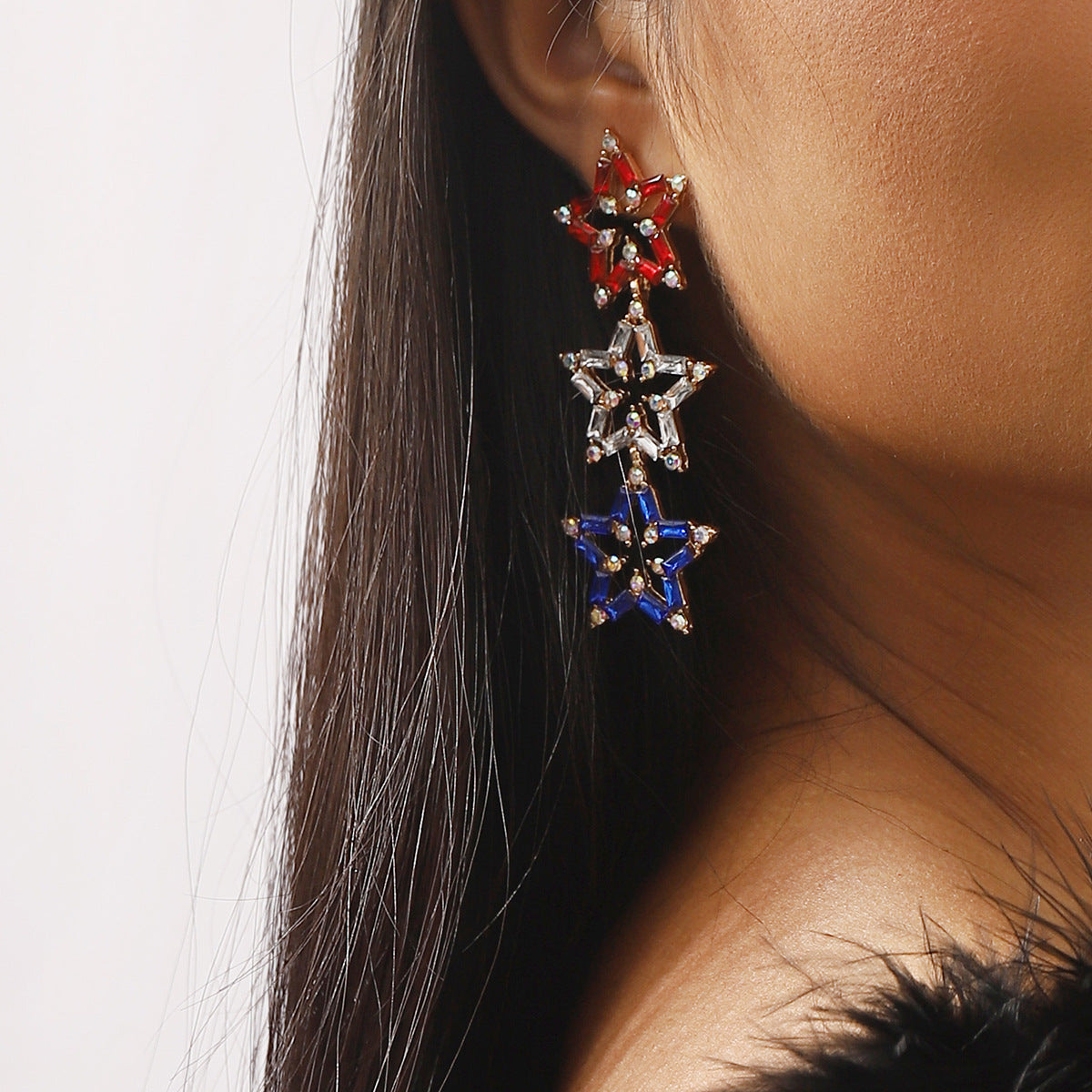 Wholesale American Independence Day Rhinestone Alloy Earrings ACC-ES-XianDi003