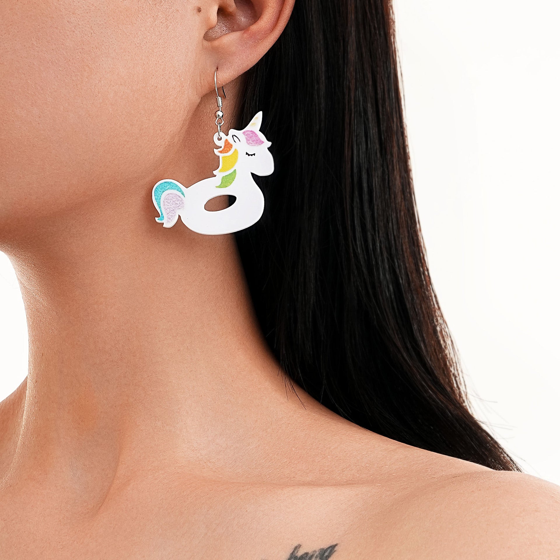 Wholesale luxury rainbow three-dimensional pony acrylic earrings