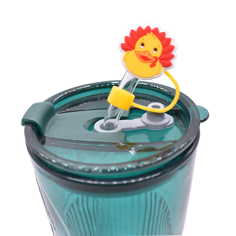 Wholesale Random 100pcs Little Yellow Duck Series PVC Soft Straw Tube Cap