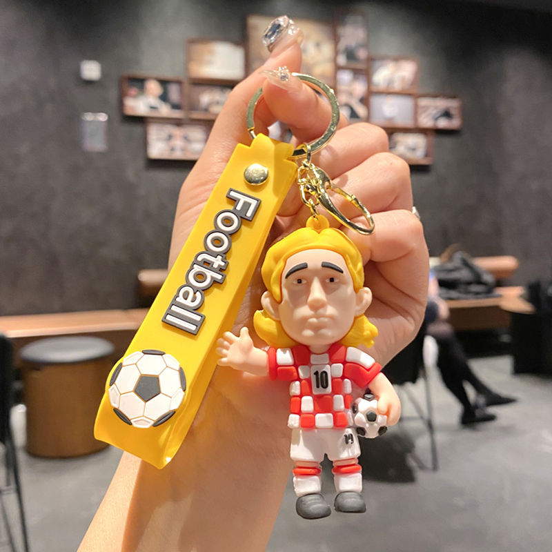 Wholesale World Cup Stars PVC Keychain Figurine Car Key Accessory for Football Fans