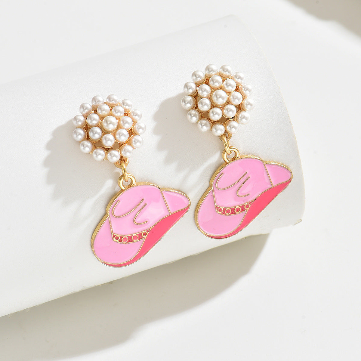 Wholesale  pearl western Denim alloy oil drop jewelry earrings