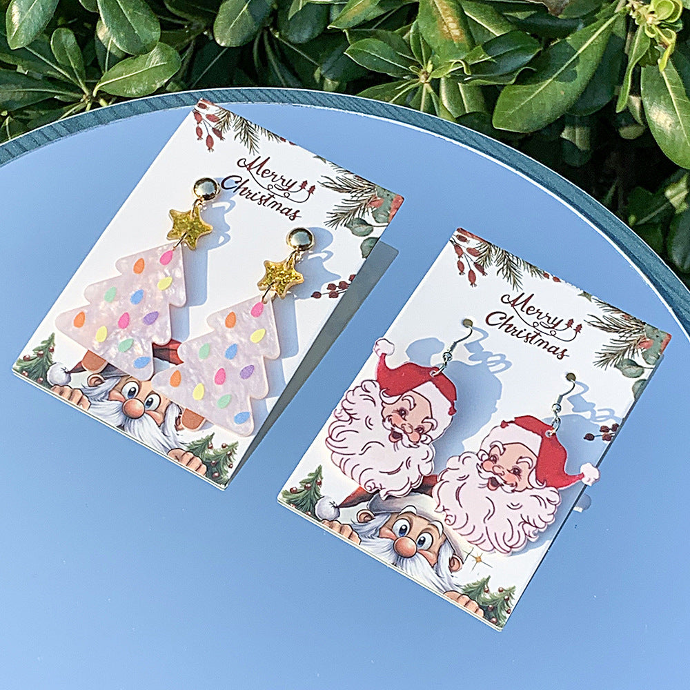 Wholesale  creative acrylic color Christmas tree earrings