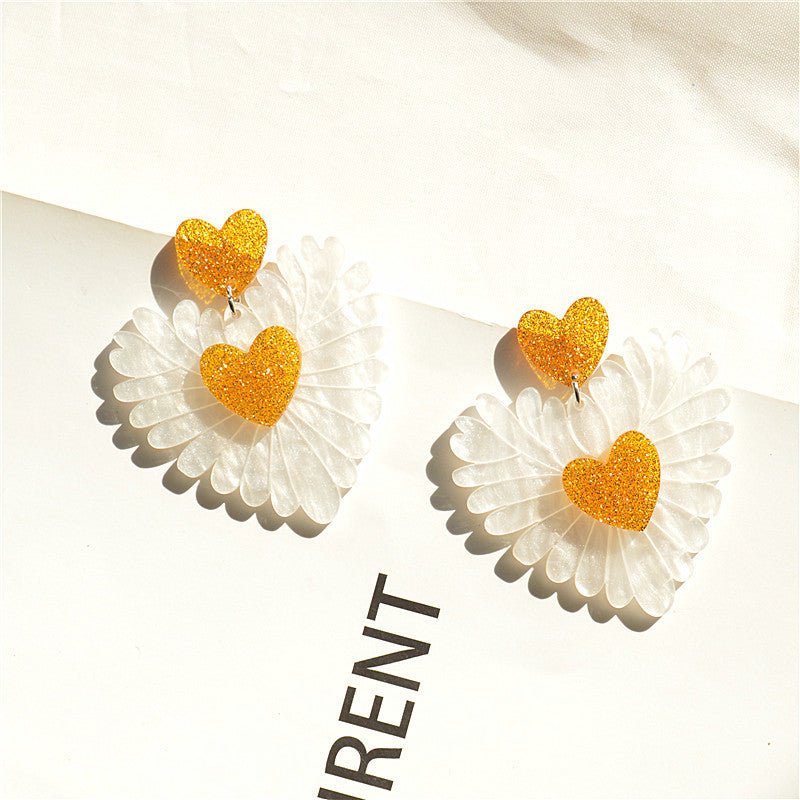 Wholesale Valentine' s Day Heart Earrings Flower Peach Heart Fashion Earrings