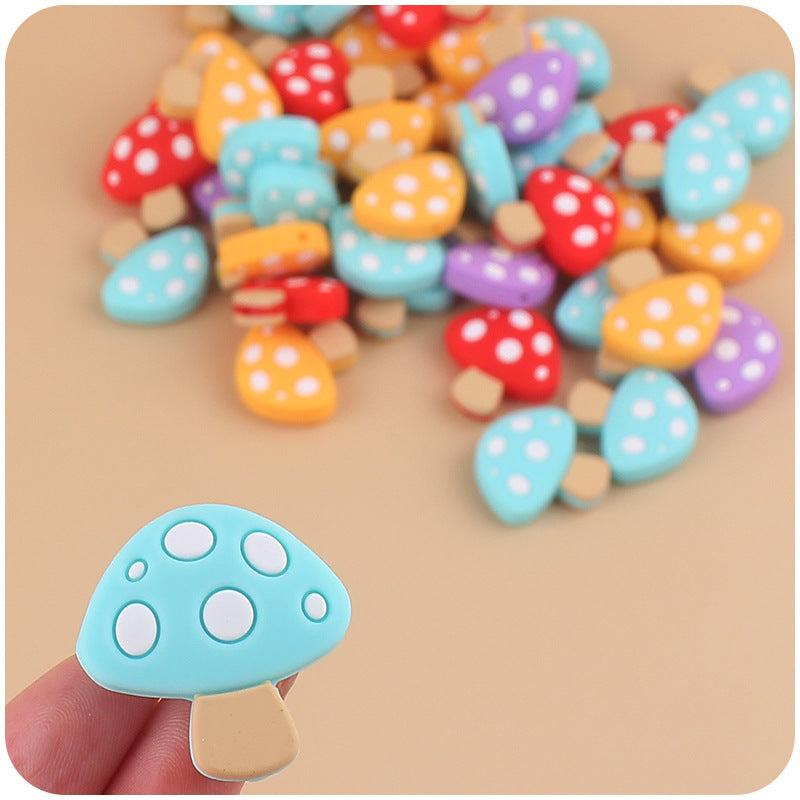 Wholesale 10pcs DIY Cartoon Silicone Mushroom Focal Beads ACC-BDS-GuangTian092