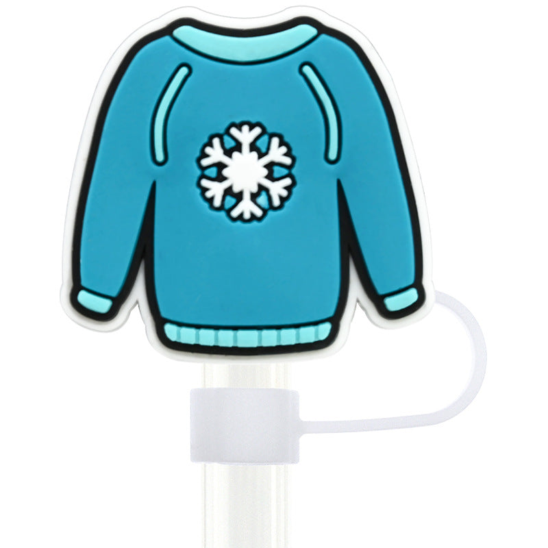 Wholesale Random 100pcs Winter Series 10mm PVC Soft Straw Tube Cap ACC-SCR-RYY081