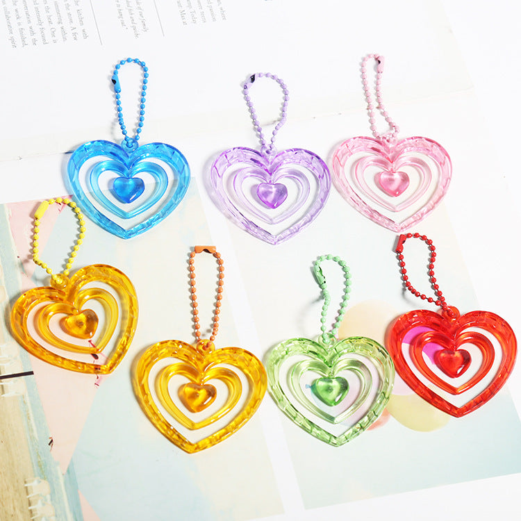 Wholesale Candy Colored Heart-shaped Acrylic Keychain Pendant ACC-KC-HuiMei006