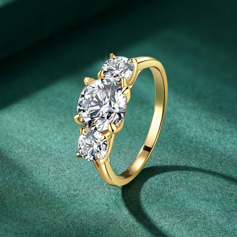 Wholesale  sterling silver 14k gold geometric zircon ring