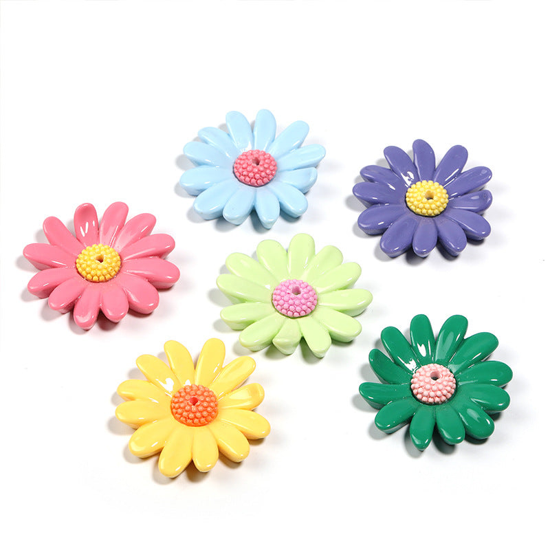 Wholesale 50pcs DIY Resin Accessories Small Daisy Five-petal Flower Beads Fancy Beads ACC-BDS-BLG029