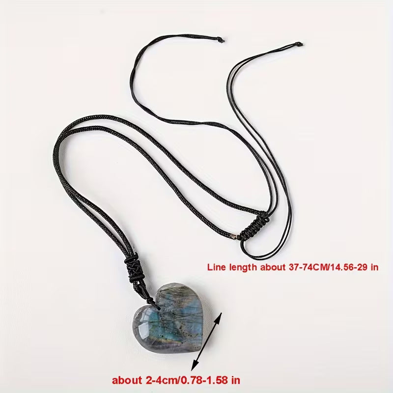 Wholesale Natural Stone Heart Pendant Necklace Crystal Moonstone Jewelry Gift For Party