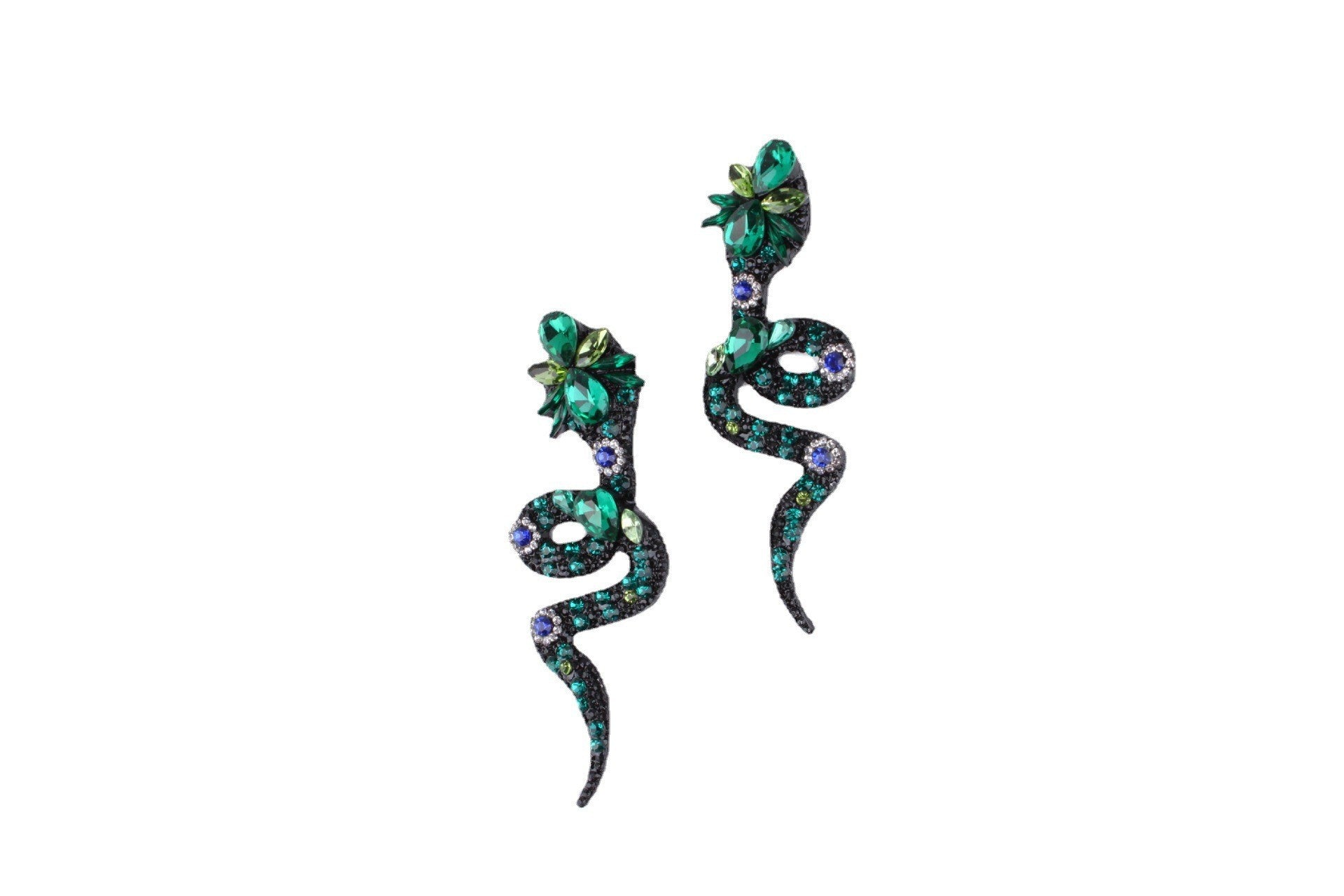 Wholesale  catwalk color diamond alloy full diamond snake-shaped flower earrings