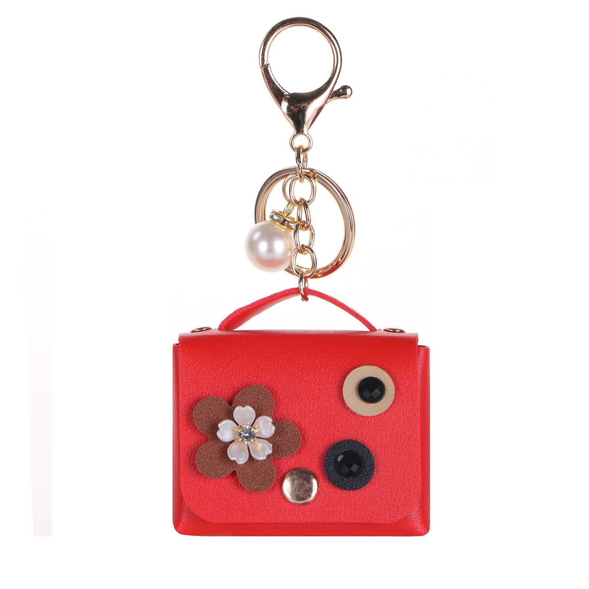 Wholesale  Leather Headphone Bag Shell Flower Diamond Pearl Bag Keychain