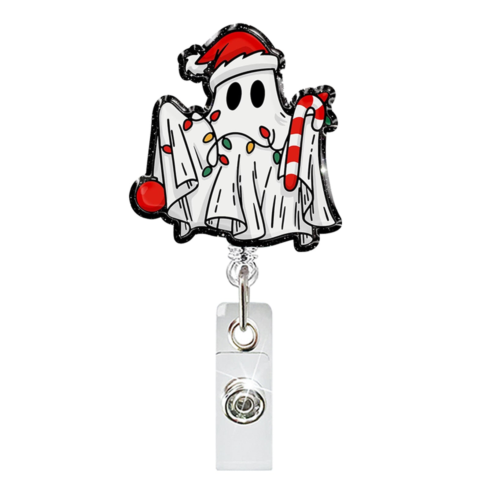 Wholesale Cute Christmas Beaded Acrylic Glitter  Badge Reels