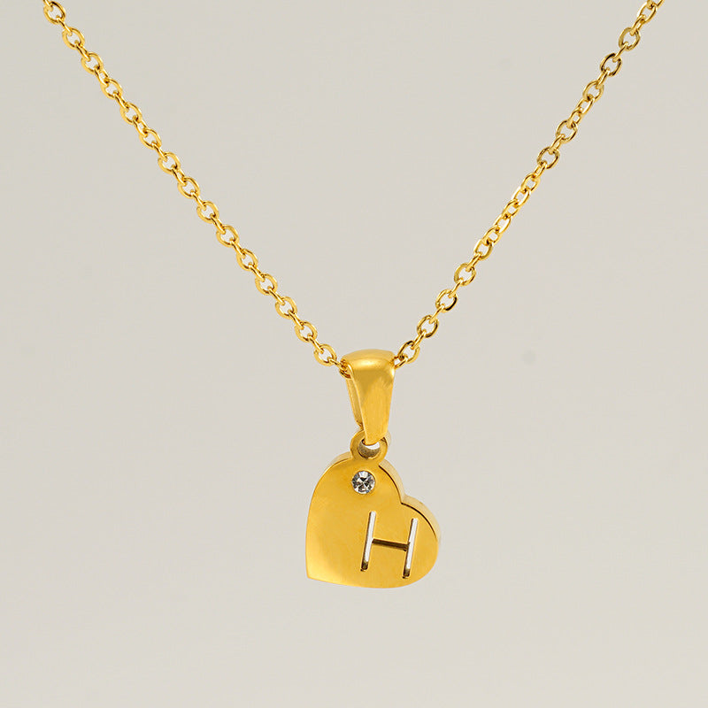 Wholesale Diamond Heart Letter Necklace ACC-NE-ZhongYao005