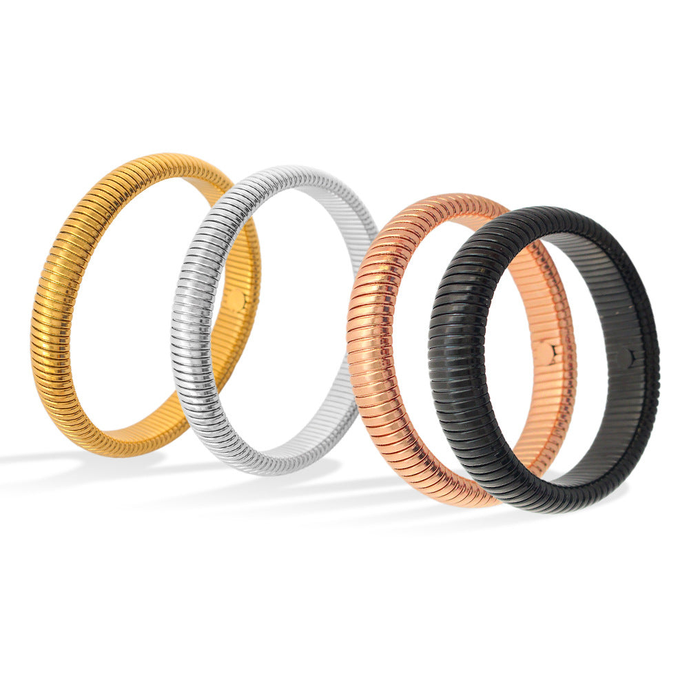 Wholesale Elastic Bracelet Stainless Steel Bracelets 18K Gold Plated Bracelet ACC-BT-Yueshi006