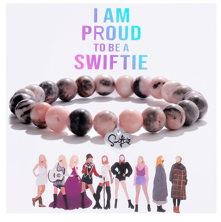 Wholesale Pink Zebra Bracelet Peach Heart GUTS Natural Stone Bracelet ACC-BT-Shic002