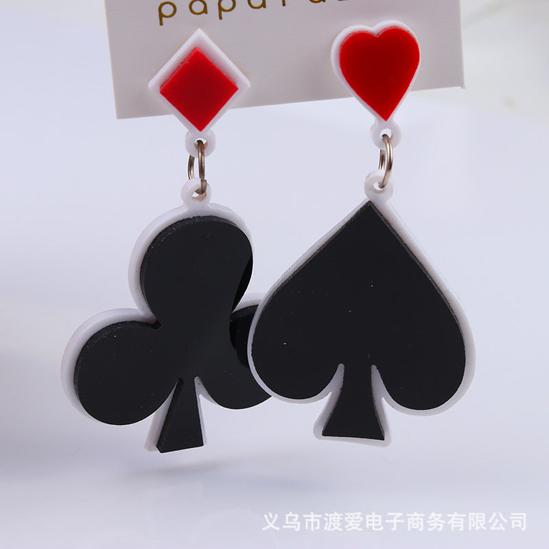 Wholesale Poker Heart Club Acrylic Earrings