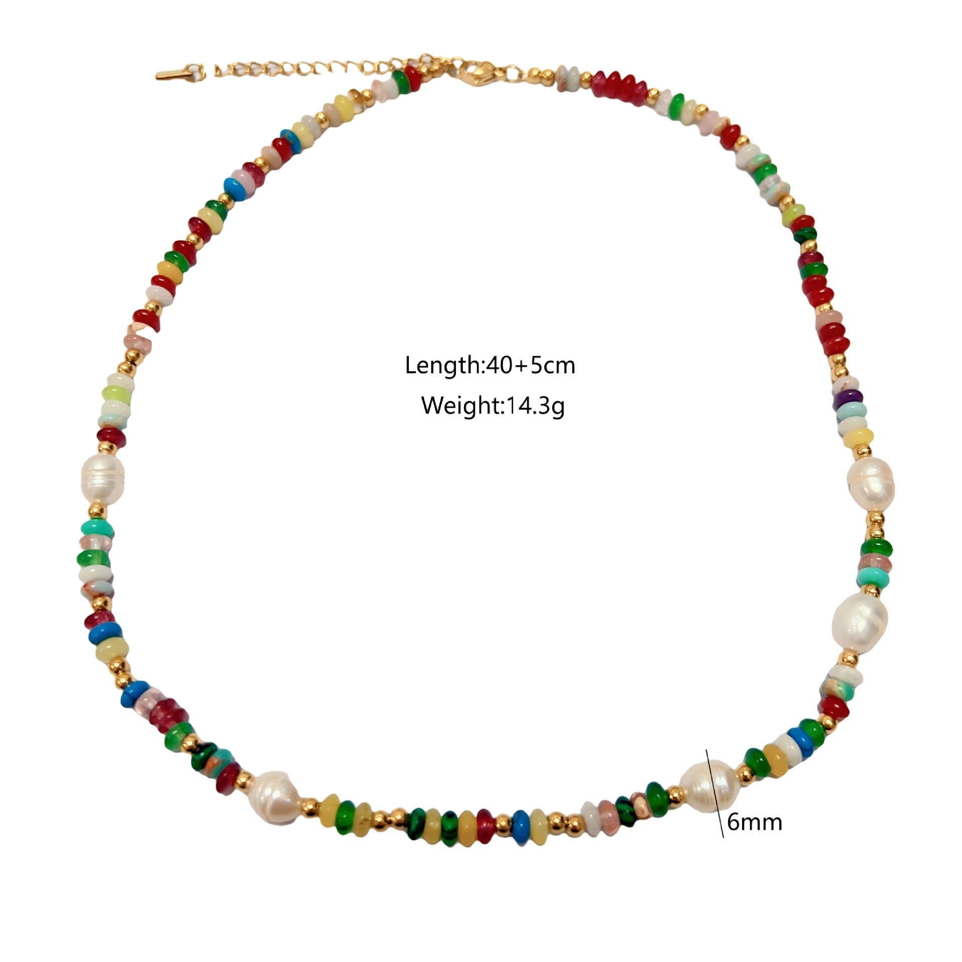 Wholesale Stainless Steel Colorful Natural Stone Pearl Beaded Necklace