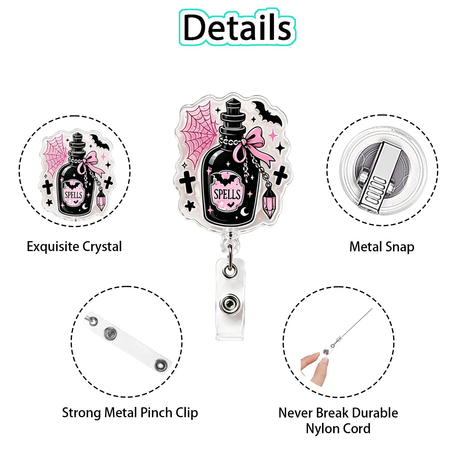 Wholesale Abs  Ghost Skull ID Badge Reel for Medical Staff