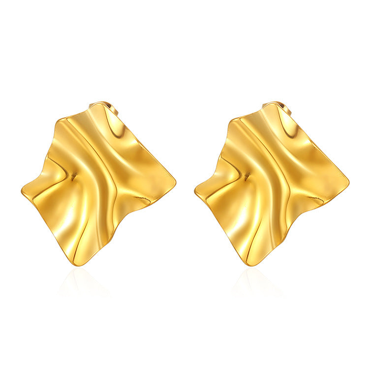 Wholesale Stainless Steel Earrings 18K Gold Plated Earrings Irregular Earrings ACC-ES-MuShan004