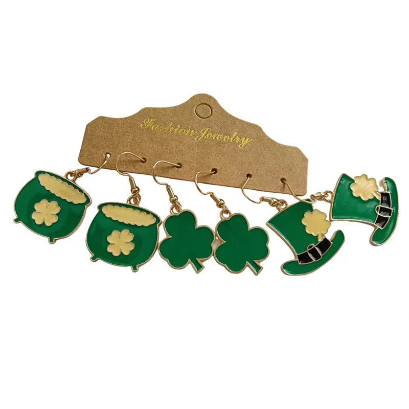 Wholesale St. Patrick's Day Party Pattern Earrings Set
