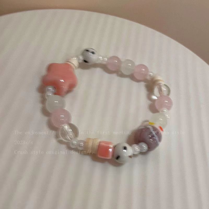 Wholesale Chic Rainbow Color Handmade Glass Beaded Bracelet For Women Fashion Jewelry Accessory Anniversary Gift And Resale