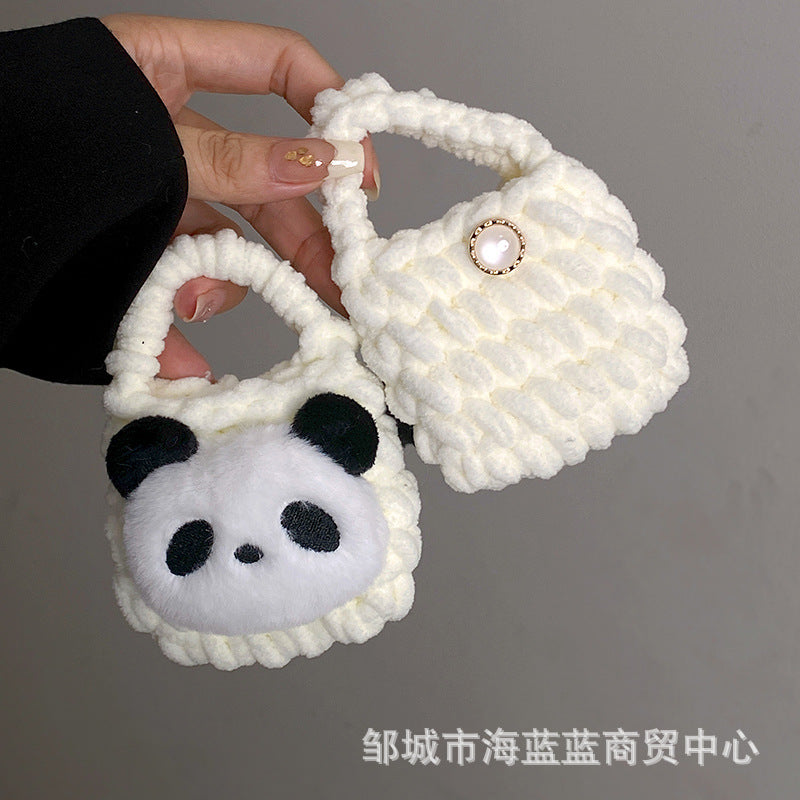 Wholesale Cute little panda cartoon hand-woven coin purse wallet