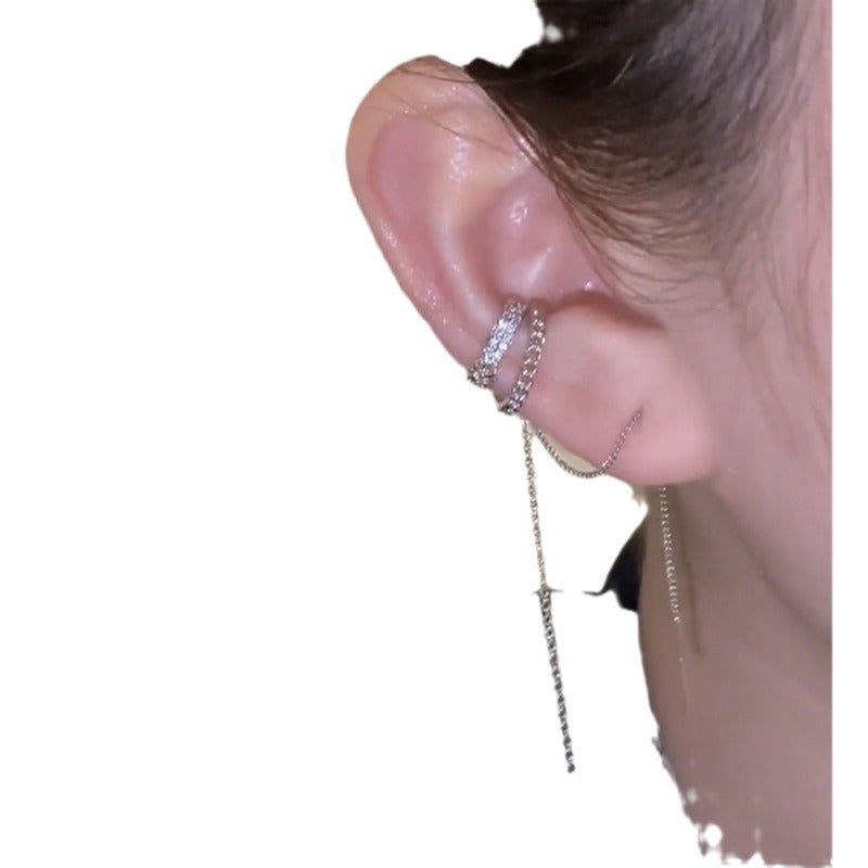 Wholesale light luxury zircon long tassel double-layer micro-inlaid earrings