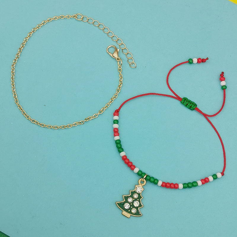 Wholesale Christmas Snowflake Tree Letter Rice Bead Double Layer Bracelet ACC-BT-Haol003