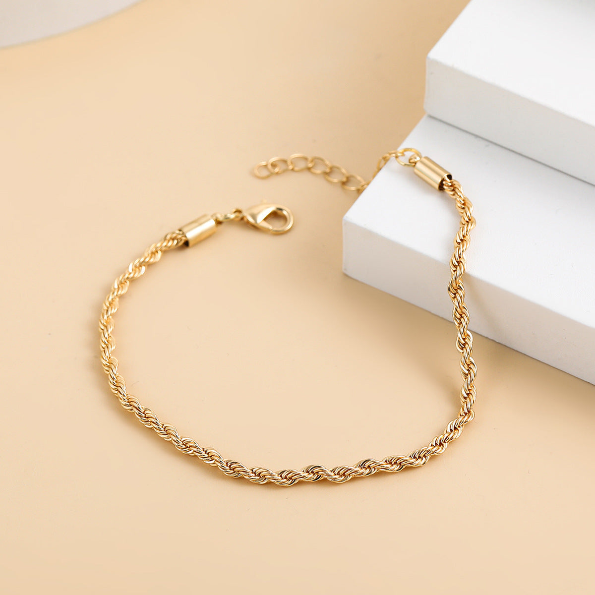 Wholesale Stainless Steel 18K Gold Micro-inlaid Square Zircon Tennis Bracelet