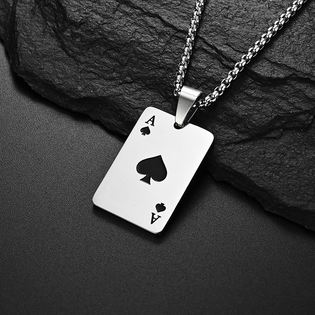 Wholesale Lucky Spades Hearts Playing Card Pendant Necklace ACC-NE-Hany003