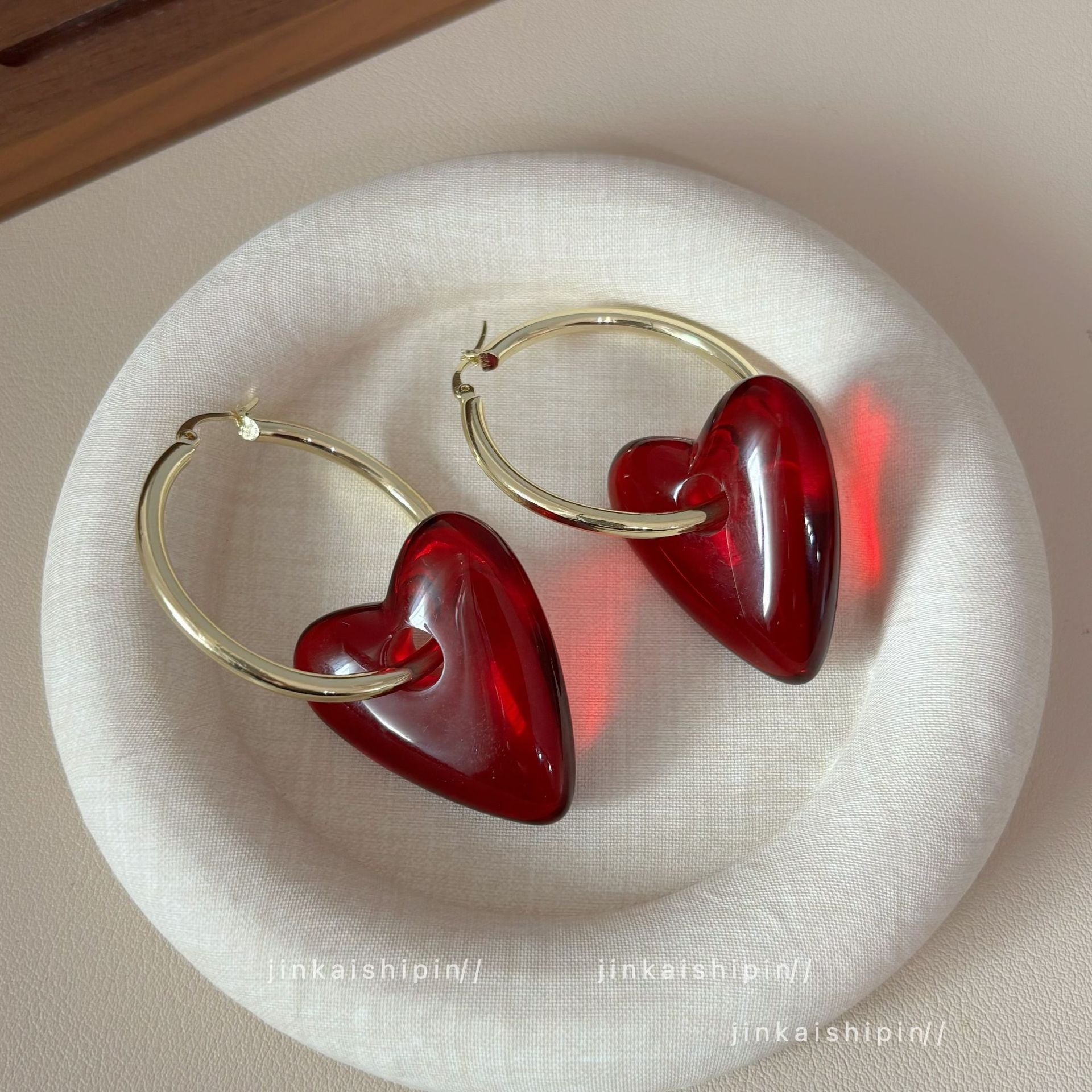 Wholesale  Red Love Earrings  Light Luxury Ear Buckle Ear Jewelry