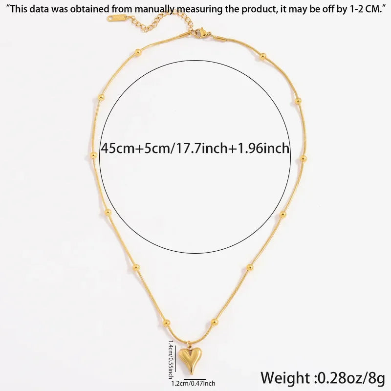Wholesale Stainless Steel Necklace Heart Beaded Snakebone Chain