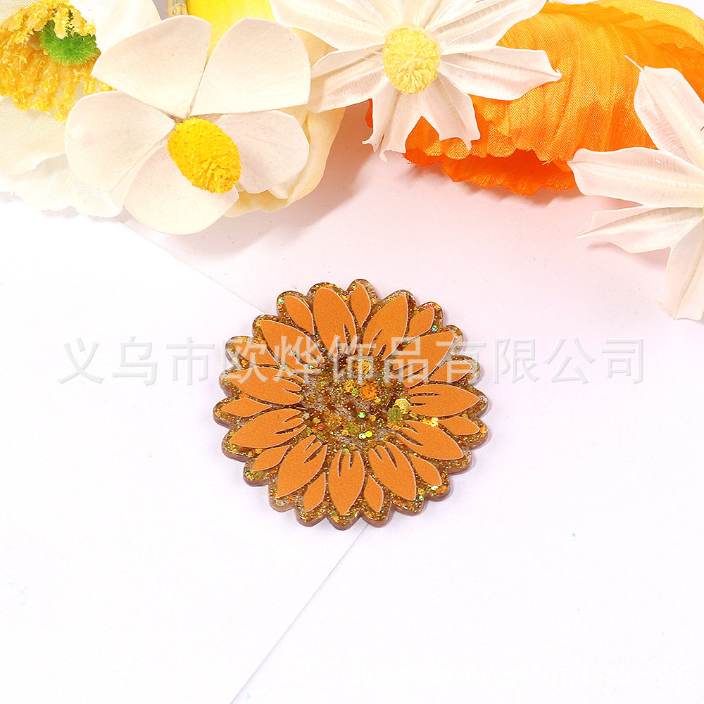 Wholesale 10PCS DIY Acrylic Loose Powder Flower Series Brooch Flatback