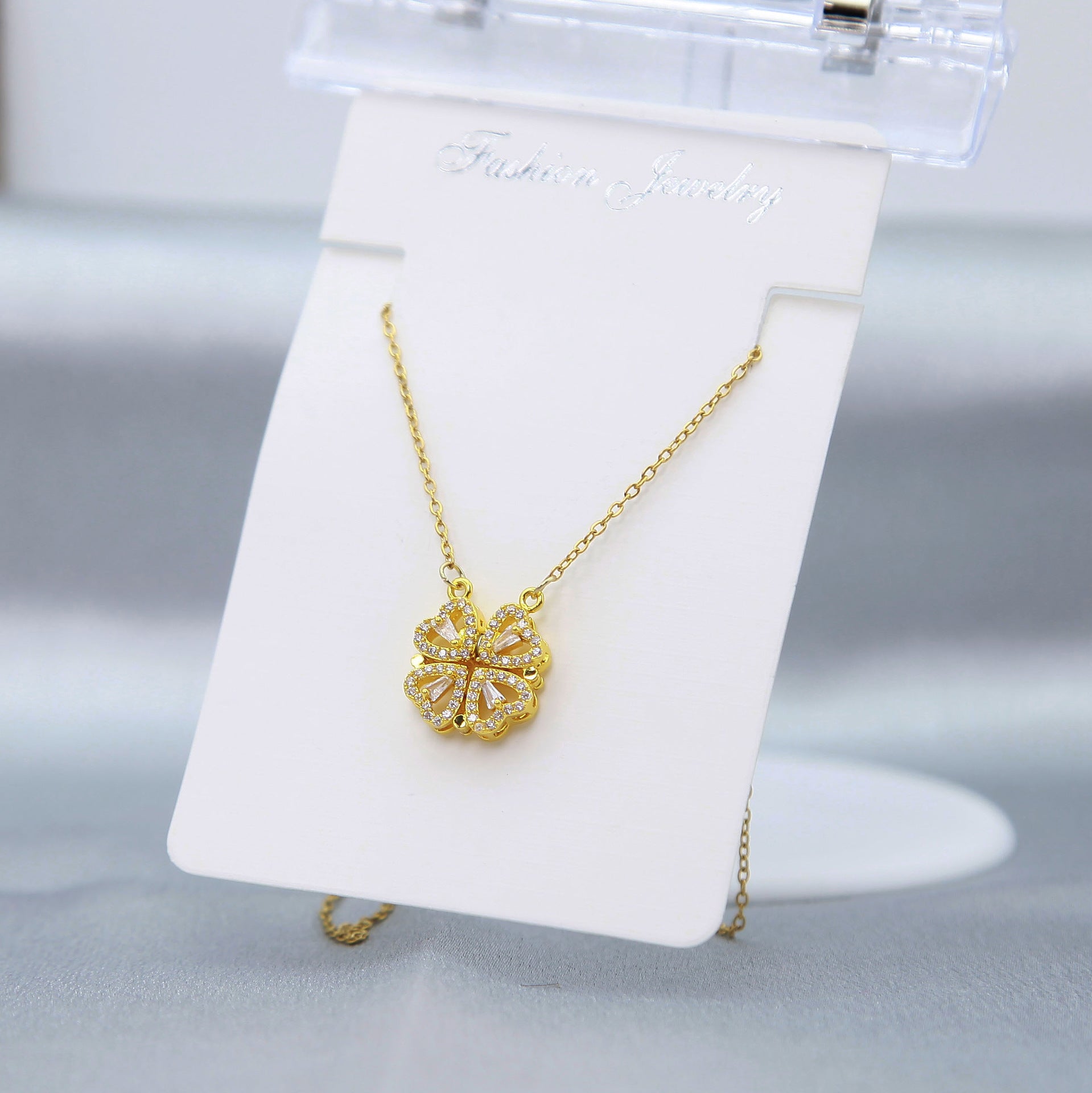 Wholesale Titanium Steel heart-shaped clover necklace multi-wear necklace