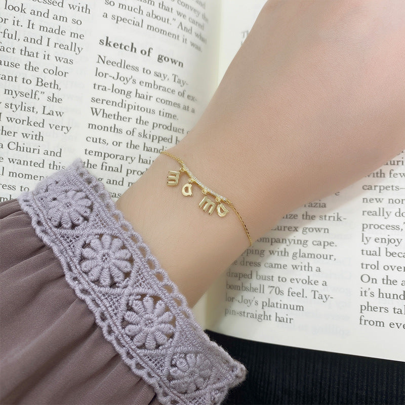 Wholesale Mother's Day  Letter Bracelet  S925 Sterling Silver Light Luxury Zircon Bracelet