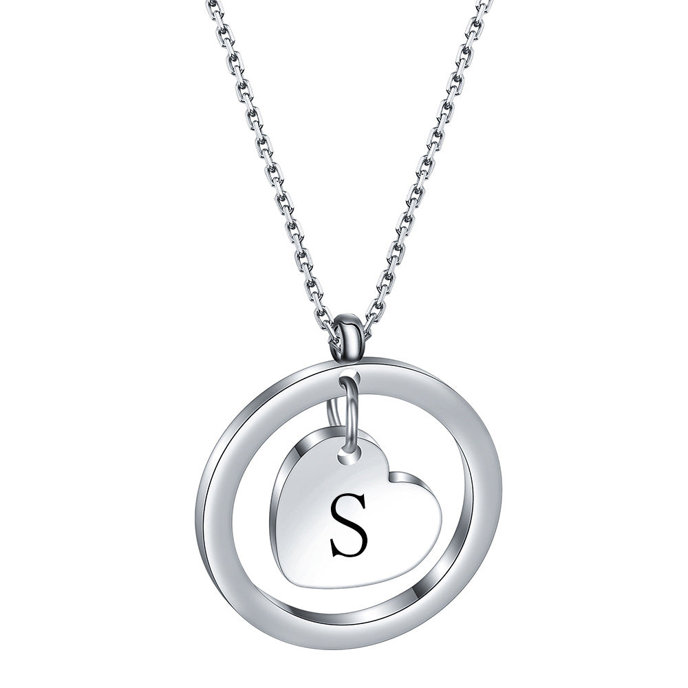 Wholesale 304 Stainless Steel 26 Letters Round Hollow Love Initials Necklace ACC-NE-ZhongZhe003