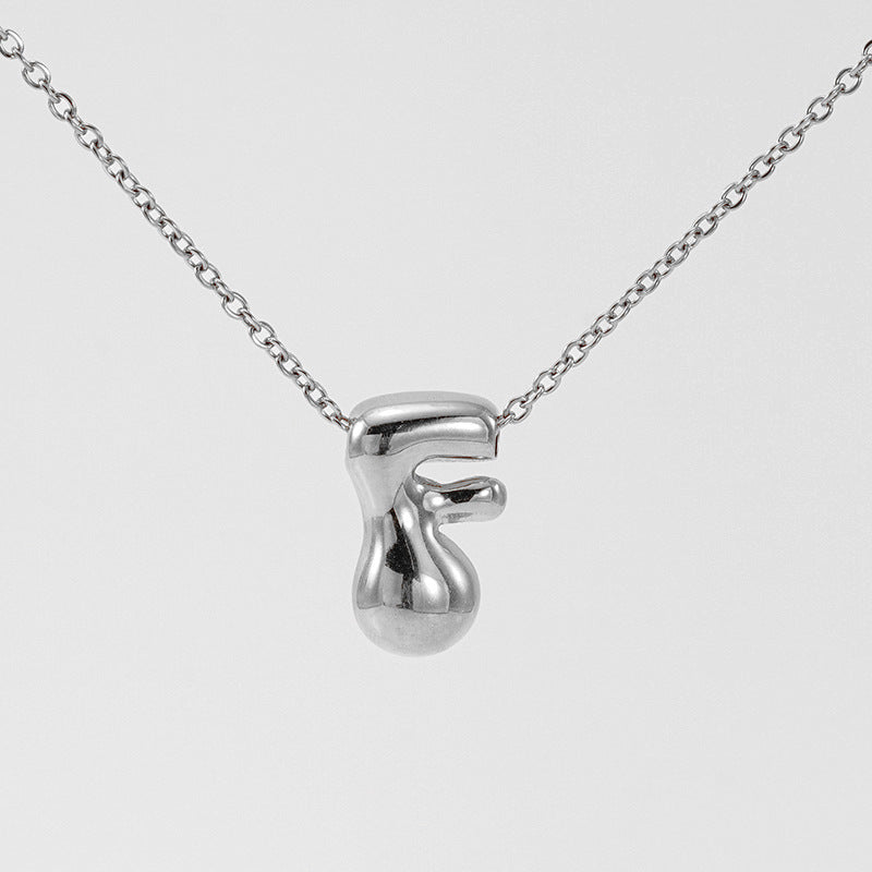 Wholesale  titanium steel smooth bubble letter necklace