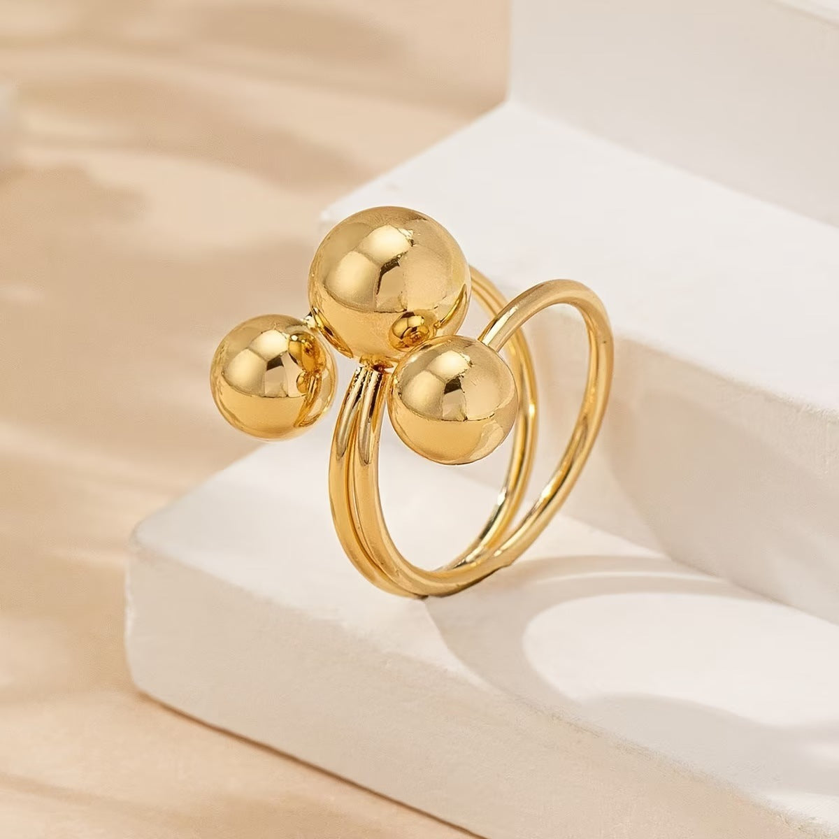 Wholesale Korean style fashionable metal ball multi-ring adjustable open ring AliExpress wish Amazon popular ring