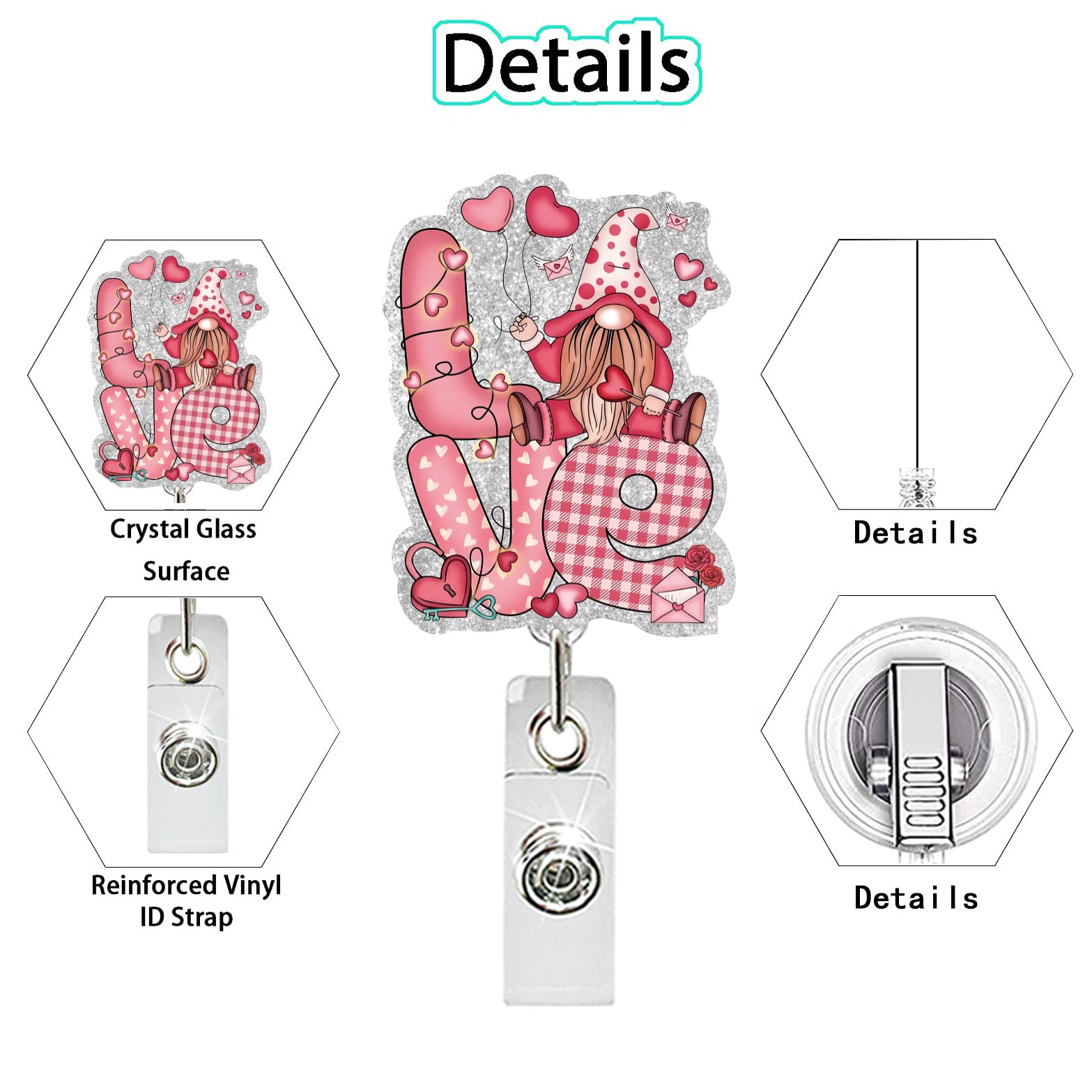 Wholesale Valentine' s Day Acrylic Dwarf LOVE  Badge Reels